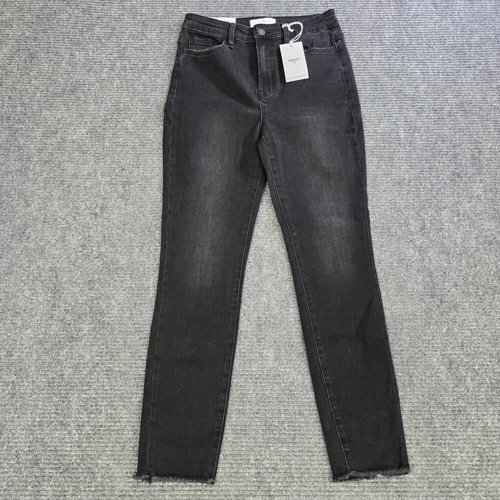 Vervet Blue Marilyn Jeans Womens 29x28 Black Super High Rise Skinny Raw Hem NWT